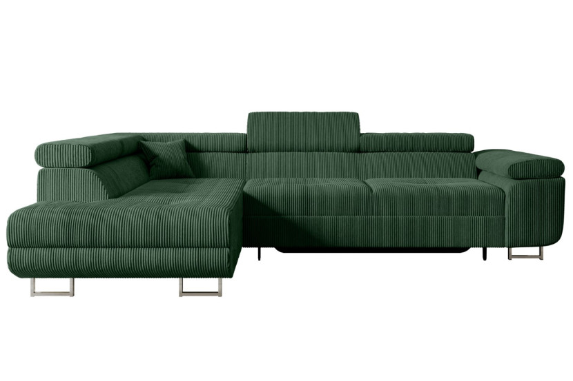 Narożnik z funkcją spania i pojemnikiem GUSA-L 256x165x84 cm Zielony 487703