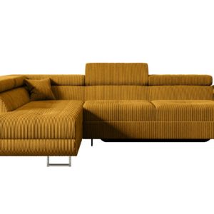 Narożnik z funkcją spania i pojemnikiem GUSA-L 256x165x84 cm Żółty 487663 Narożnik z funkcją spania i pojemnikiem GUSA-L 256x165x84 cm Żółty 487663