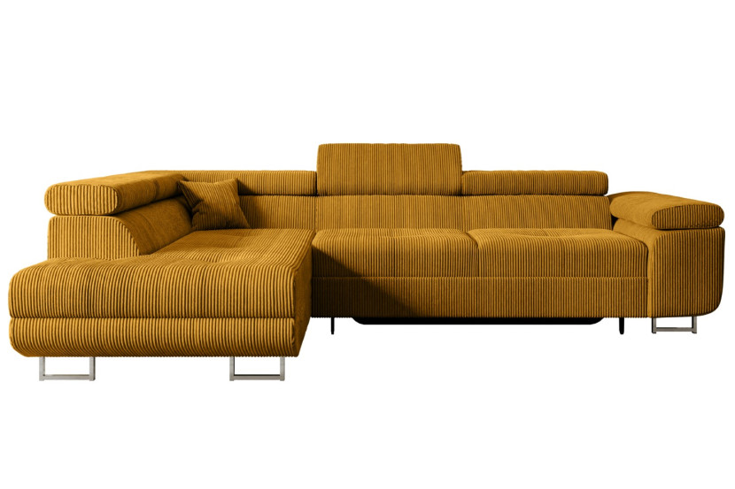 Narożnik z funkcją spania i pojemnikiem GUSA-L 256x165x84 cm Żółty 487663