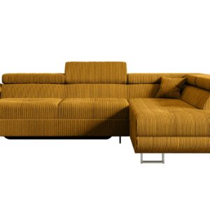 Narożnik z funkcją spania i pojemnikiem GUSA-L 256x165x84 cm Żółty 487580 Narożnik z funkcją spania i pojemnikiem GUSA-L 256x165x84 cm Żółty 487580