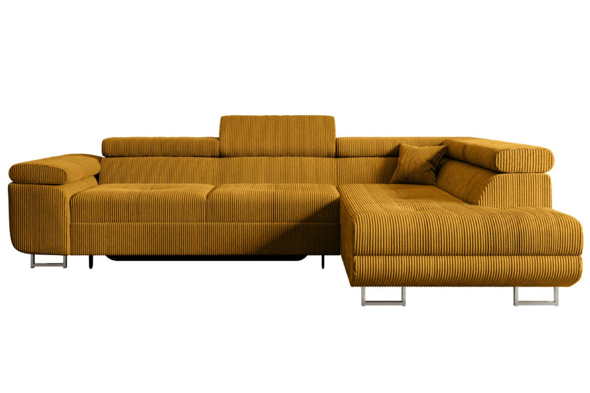 Narożnik z funkcją spania i pojemnikiem GUSA-L 256x165x84 cm Żółty 487580