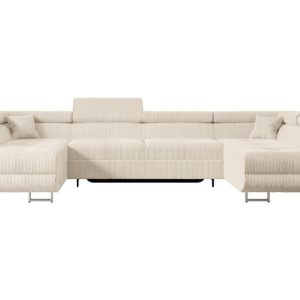 Narożnik z funkcją spania i pojemnikiem GUSA-U 342x202x107 cm Beżowy 487594 Narożnik z funkcją spania i pojemnikiem GUSA-U 342x202x107 cm Beżowy 487594