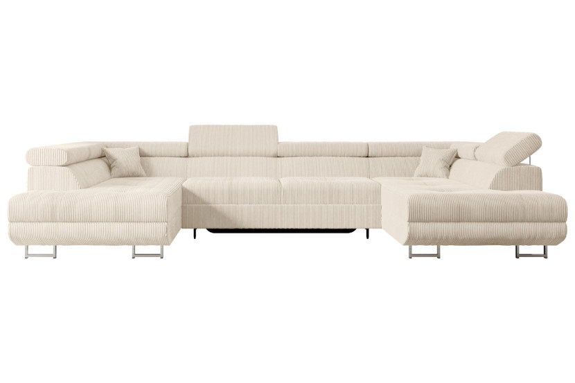 Narożnik z funkcją spania i pojemnikiem GUSA-U 342x202x107 cm Beżowy 487594