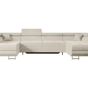 Narożnik z funkcją spania i pojemnikiem GUSA-U 342x202x107 cm Beżowy 487676 Narożnik z funkcją spania i pojemnikiem GUSA-U 342x202x107 cm Beżowy 487676