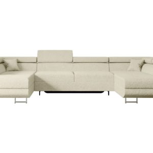 Narożnik z funkcją spania i pojemnikiem GUSA-U 342x202x107 cm Beżowy 488784 Narożnik z funkcją spania i pojemnikiem GUSA-U 342x202x107 cm Beżowy 488784