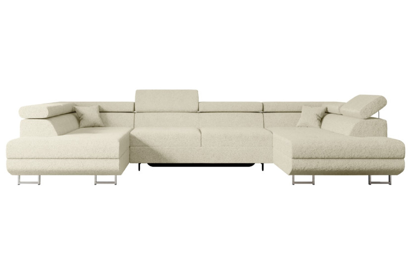 Narożnik z funkcją spania i pojemnikiem GUSA-U 342x202x107 cm Beżowy 488784