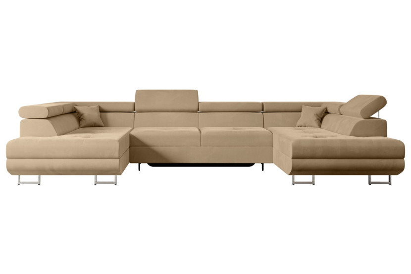 Narożnik z funkcją spania i pojemnikiem GUSA-U 342x202x107 cm Beżowy 487571