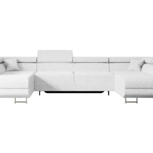 Narożnik z funkcją spania i pojemnikiem GUSA-U 342x202x107 cm Biały 488764 Narożnik z funkcją spania i pojemnikiem GUSA-U 342x202x107 cm Biały 488764