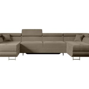 Narożnik z funkcją spania i pojemnikiem GUSA-U 342x202x107 cm Brązowy 487641 Narożnik z funkcją spania i pojemnikiem GUSA-U 342x202x107 cm Brązowy 487641