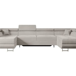 Narożnik z funkcją spania i pojemnikiem GUSA-U 342x202x107 cm Jasny brązowy 487576 Narożnik z funkcją spania i pojemnikiem GUSA-U 342x202x107 cm Jasny brązowy 487576