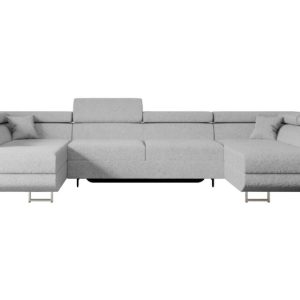 Narożnik z funkcją spania i pojemnikiem GUSA-U 342x202x107 cm Jasny szary 488767 Narożnik z funkcją spania i pojemnikiem GUSA-U 342x202x107 cm Jasny szary 488767