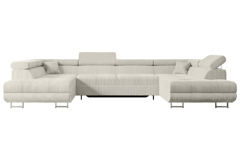 Narożnik z funkcją spania i pojemnikiem GUSA-U 342x202x107 cm Kremowy 487665