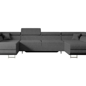 Narożnik z funkcją spania i pojemnikiem GUSA-U 342x202x107 cm Szary 488781 Narożnik z funkcją spania i pojemnikiem GUSA-U 342x202x107 cm Szary 488781