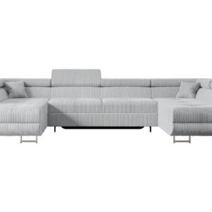 Narożnik z funkcją spania i pojemnikiem GUSA-U 342x202x107 cm Szary 487679 Narożnik z funkcją spania i pojemnikiem GUSA-U 342x202x107 cm Szary 487679