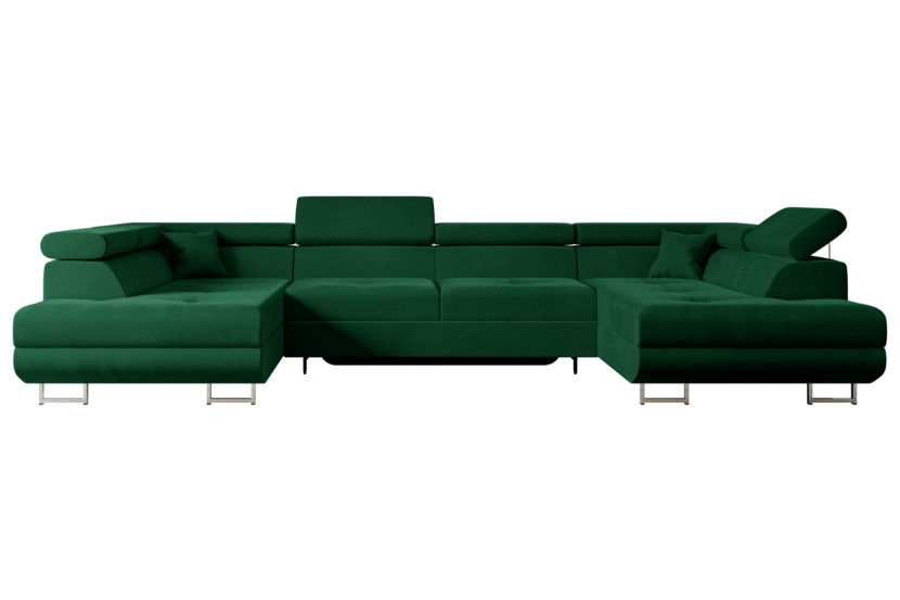 Narożnik z funkcją spania i pojemnikiem GUSA-U 342x202x107 cm Zielony 487706