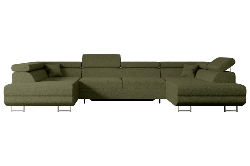 Narożnik z funkcją spania i pojemnikiem GUSA-U 342x202x107 cm Zielony 488782