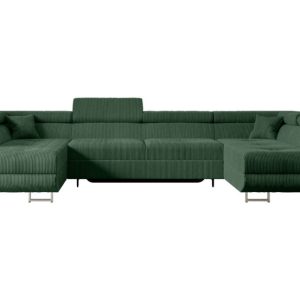 Narożnik z funkcją spania i pojemnikiem GUSA-U 342x202x107 cm Zielony 487604 Narożnik z funkcją spania i pojemnikiem GUSA-U 342x202x107 cm Zielony 487604