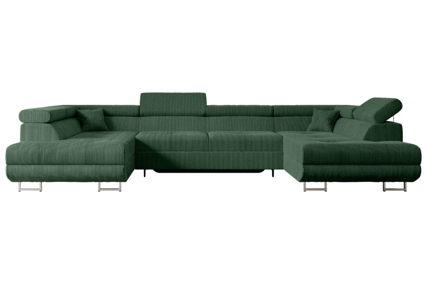 Narożnik z funkcją spania i pojemnikiem GUSA-U 342x202x107 cm Zielony 487604