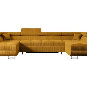 Narożnik z funkcją spania i pojemnikiem GUSA-U 342x202x107 cm Żółty 487606 Narożnik z funkcją spania i pojemnikiem GUSA-U 342x202x107 cm Żółty 487606
