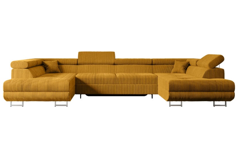 Narożnik z funkcją spania i pojemnikiem GUSA-U 342x202x107 cm Żółty 487606
