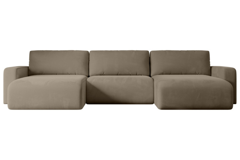 Narożnik z funkcją spania i pojemnikiem KLEEA-U - 347x143x83cm Brązowy 487714