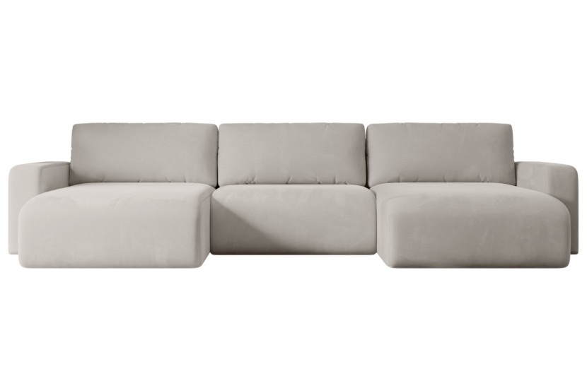Narożnik z funkcją spania i pojemnikiem KLEEA-U 347x143x83cm Jasny brązowy 487614