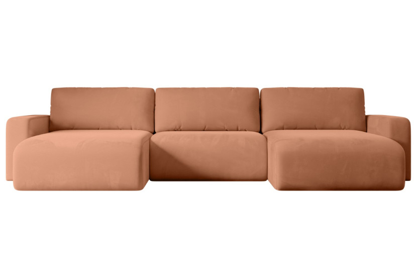 Narożnik z funkcją spania i pojemnikiem KLEEA-U - 347x143x83cm Morelowy 487634