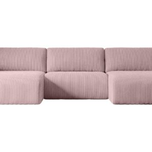 Narożnik z funkcją spania i pojemnikiem KLEEA-U – 347x143x83cm Różowy 487638 Narożnik z funkcją spania i pojemnikiem KLEEA-U – 347x143x83cm Różowy 487638