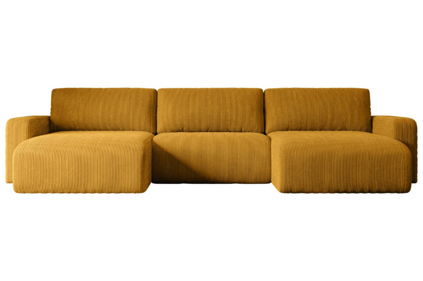 Narożnik z funkcją spania i pojemnikiem KLEEA-U - 347x143x83cm Żółty 487642