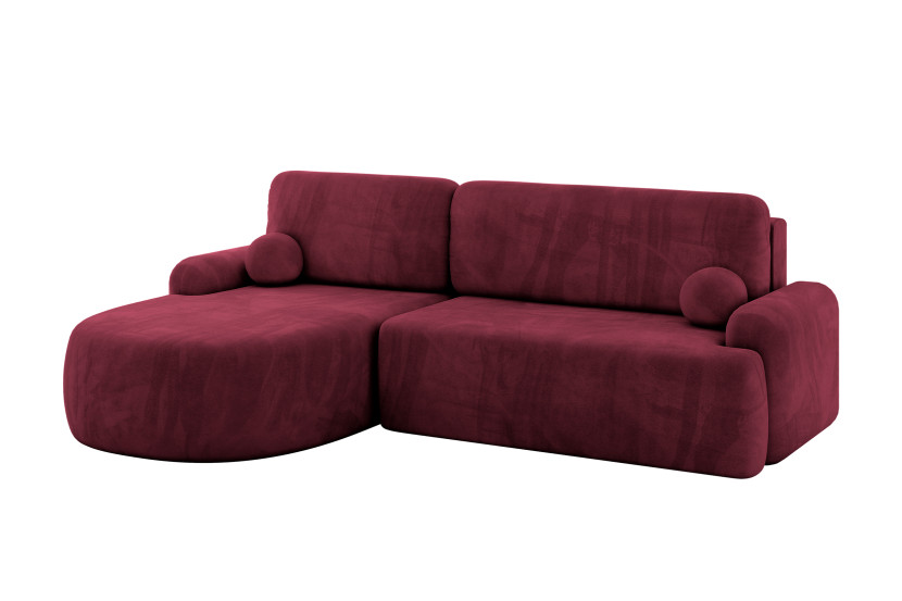 Narożnik z funkcją spania i pojemnikiem LIRA-L - 264x172x89cm Bordowy 930408