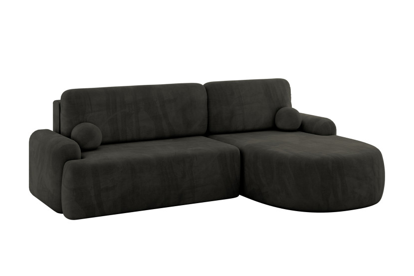 Narożnik z funkcją spania i pojemnikiem LIRA-L - 264x172x89cm Czarny 930346