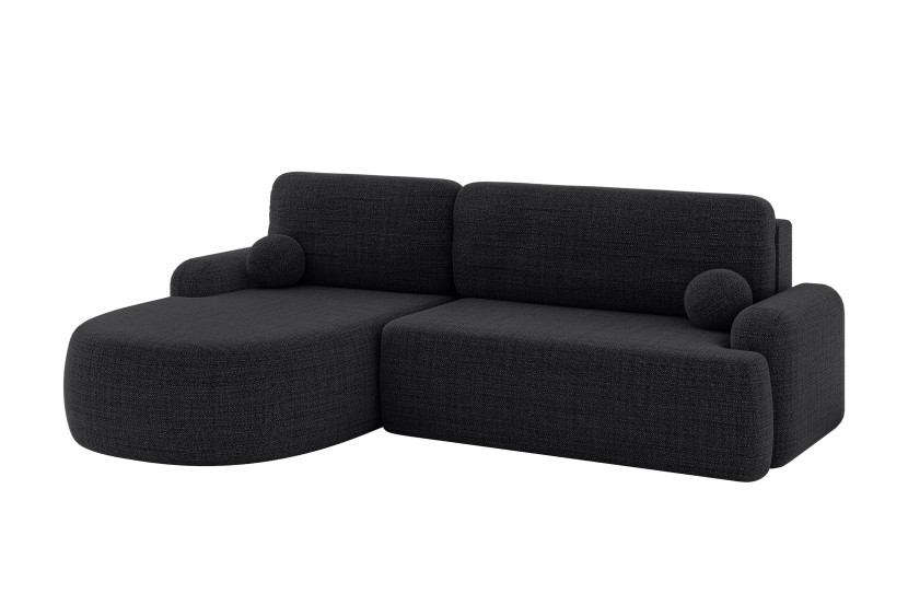 Narożnik z funkcją spania i pojemnikiem LIRA-L - 264x172x89cm Czarny 930348