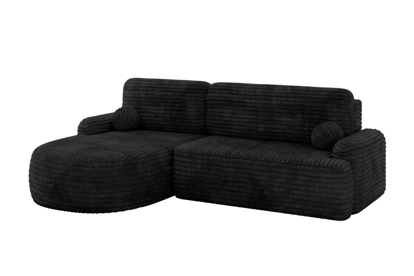 Narożnik z funkcją spania i pojemnikiem LIRA-L - 264x172x89cm Czarny 930393