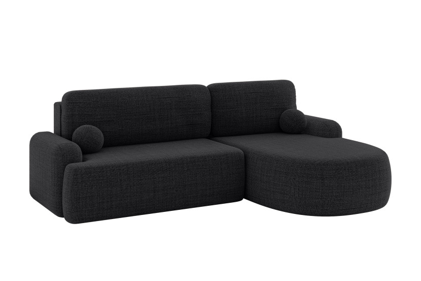 Narożnik z funkcją spania i pojemnikiem LIRA-L - 264x172x89cm Czarny 930405