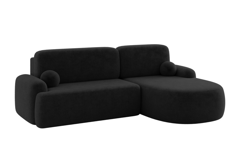Narożnik z funkcją spania i pojemnikiem LIRA-L - 264x172x89cm Czarny 964664