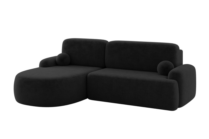 Narożnik z funkcją spania i pojemnikiem LIRA-L - 264x172x89cm Czarny 964673