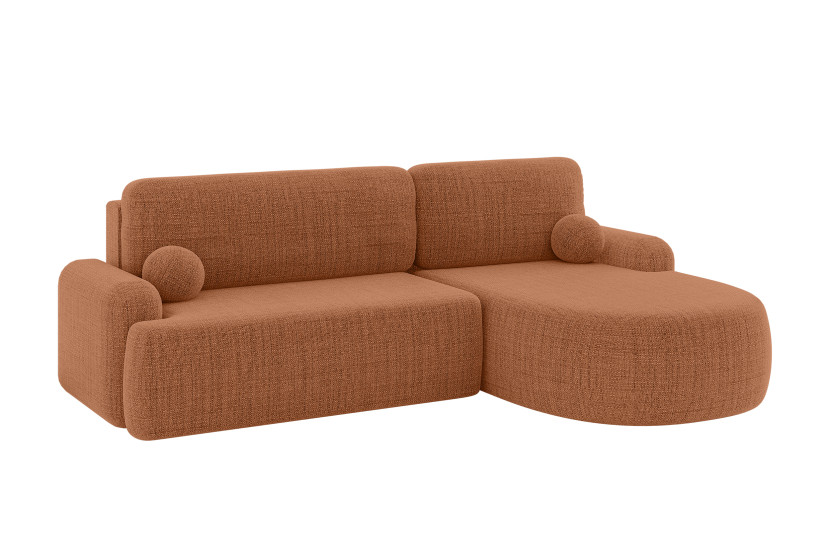 Narożnik z funkcją spania i pojemnikiem LIRA-L - 264x172x89cm Morelowy 930404