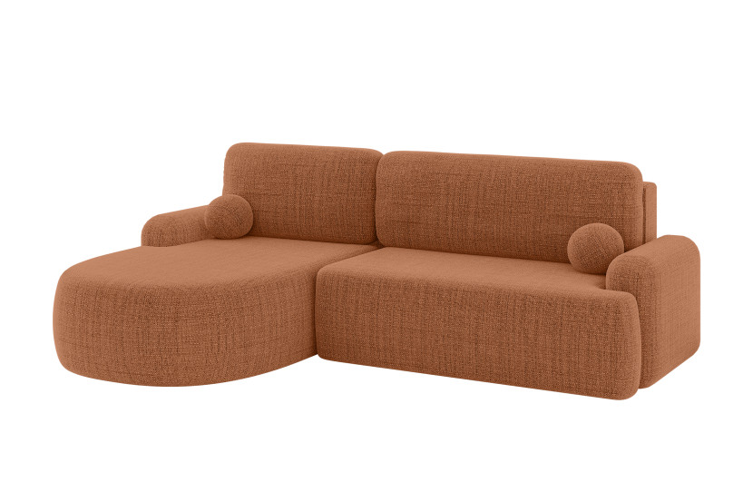 Narożnik z funkcją spania i pojemnikiem LIRA-L - 264x172x89cm Morelowy 930410