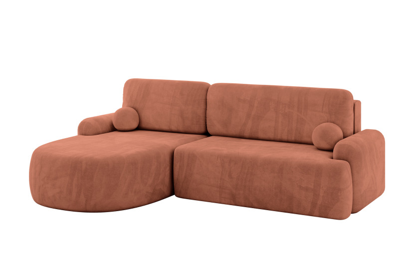 Narożnik z funkcją spania i pojemnikiem LIRA-L - 264x172x89cm Morelowy 930345