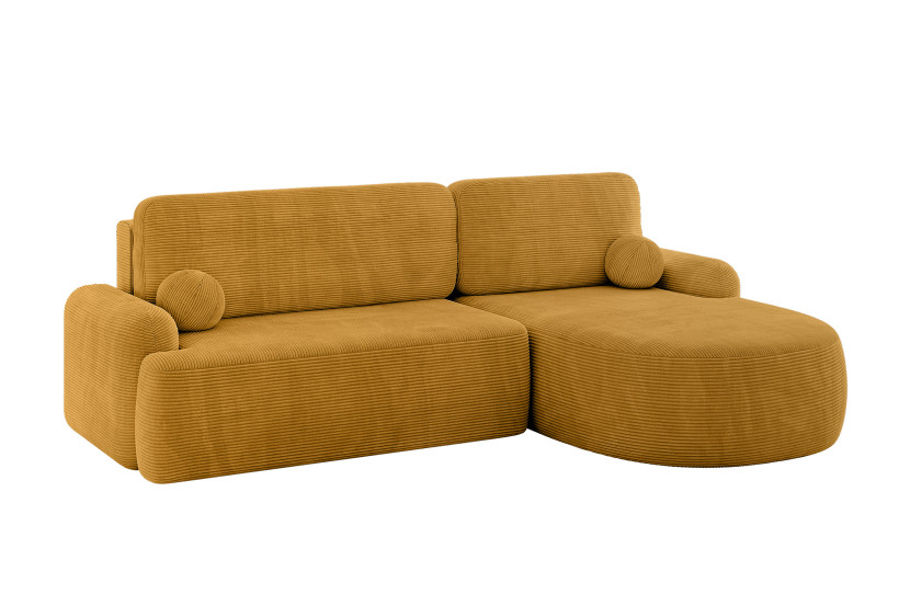 Narożnik z funkcją spania i pojemnikiem LIRA-L - 264x172x89cm Musztardowy 930375