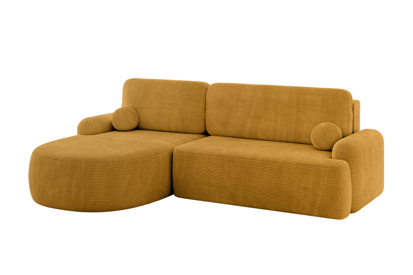 Narożnik z funkcją spania i pojemnikiem LIRA-L - 264x172x89cm Musztardowy 930321