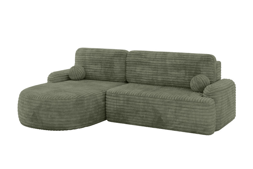Narożnik z funkcją spania i pojemnikiem LIRA-L - 264x172x89cm Oliwkowy 930334