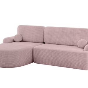 Narożnik z funkcją spania i pojemnikiem LIRA-L – 264x172x89cm Różowy 930376 Narożnik z funkcją spania i pojemnikiem LIRA-L – 264x172x89cm Różowy 930376