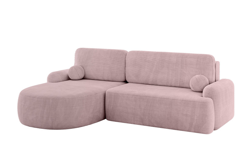 Narożnik z funkcją spania i pojemnikiem LIRA-L - 264x172x89cm Różowy 930376