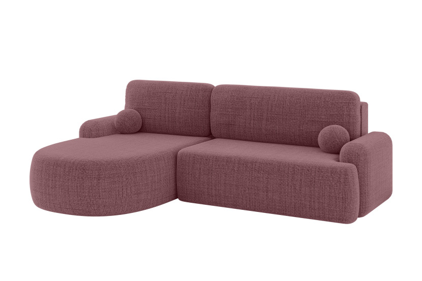 Narożnik z funkcją spania i pojemnikiem LIRA-L - 264x172x89cm Różowy 930326