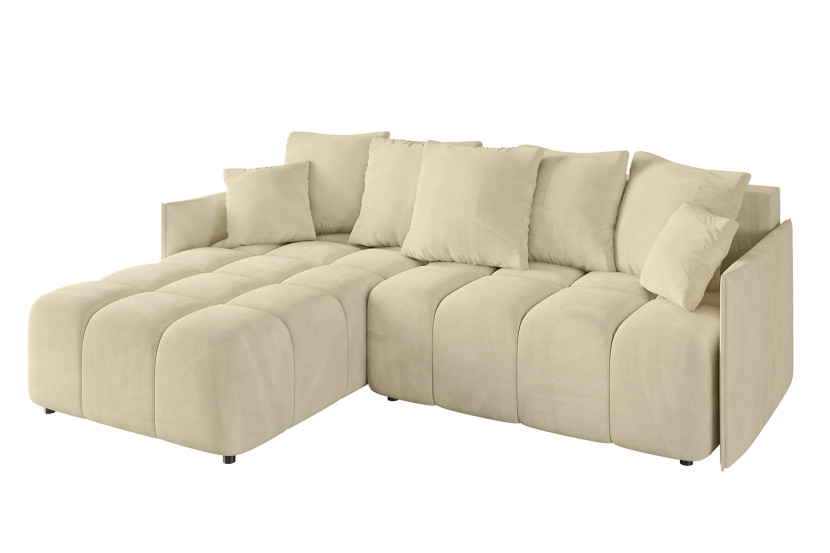 Narożnik z funkcją spania i pojemnikiem LONIL-L 251x189x68 cm Beżowy 670283