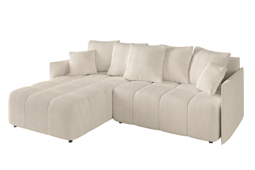 Narożnik z funkcją spania i pojemnikiem LONIL-L 251x189x68 cm Beżowy 670291