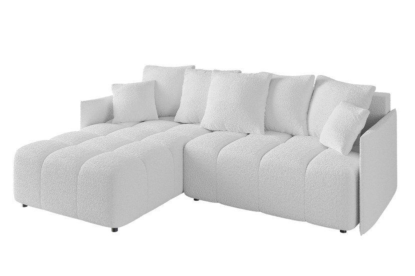 Narożnik z funkcją spania i pojemnikiem LONIL-L 251x189x68 cm Biały 670310