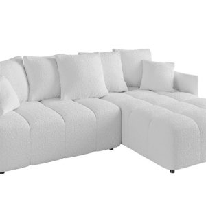 Narożnik z funkcją spania i pojemnikiem LONIL-L 251x189x68 cm Biały 670285 Narożnik z funkcją spania i pojemnikiem LONIL-L 251x189x68 cm Biały 670285