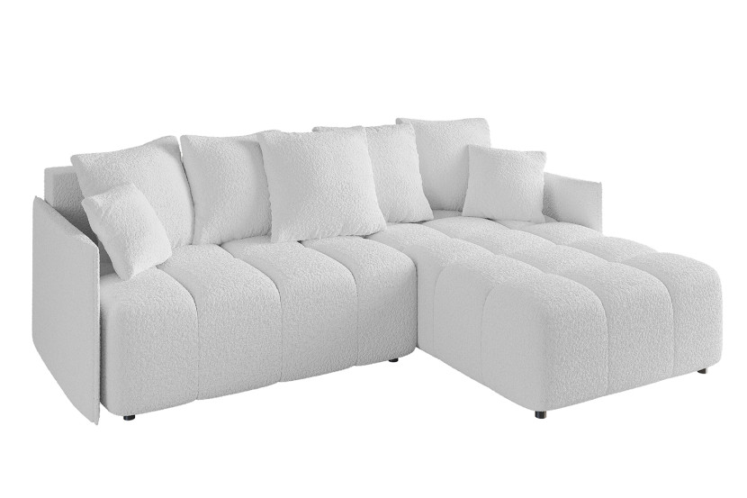 Narożnik z funkcją spania i pojemnikiem LONIL-L 251x189x68 cm Biały 670285